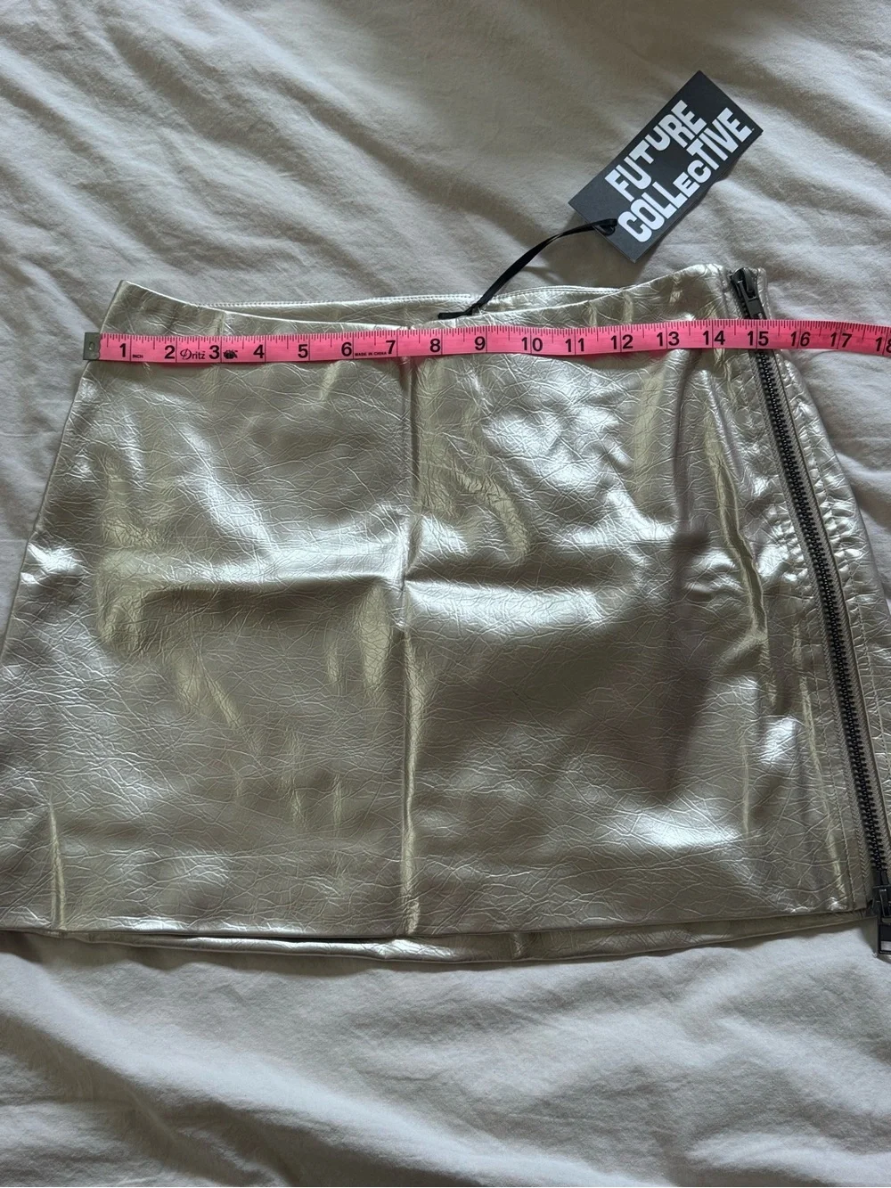 NWT Future Collective Metallic Mini Skirt with Side Zip